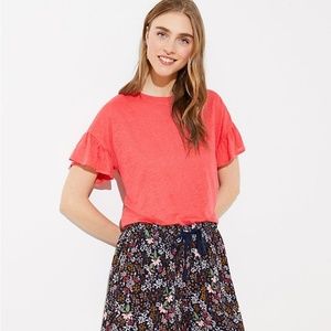 NWT RUFFLE SLEEVE LINEN TEE